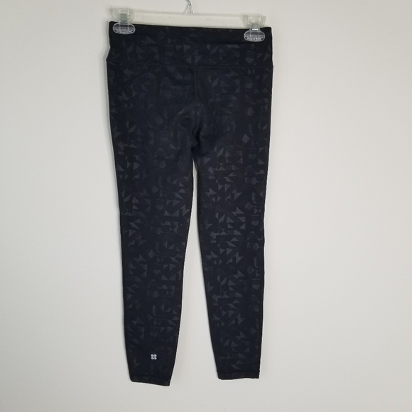 Sweaty Betty All Day 7/8 Leggings Black Iridescent Emboss Geometric Print XS - Picture 7 of 10